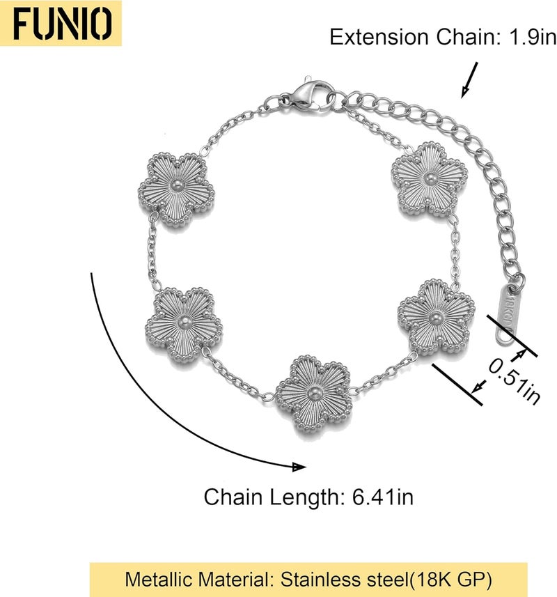 Funio 18K Gold Plated Clover Bracelet Love bangle Set for Women - Stack Friendship Bracelet Lucky Link Bracelets Jewelry Gifts Trendy for Women - Image 2